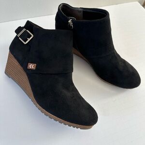 Dr. Scholl's Black Suede Ankle Booties with Wedge Heel, size 7.5 NWOT.